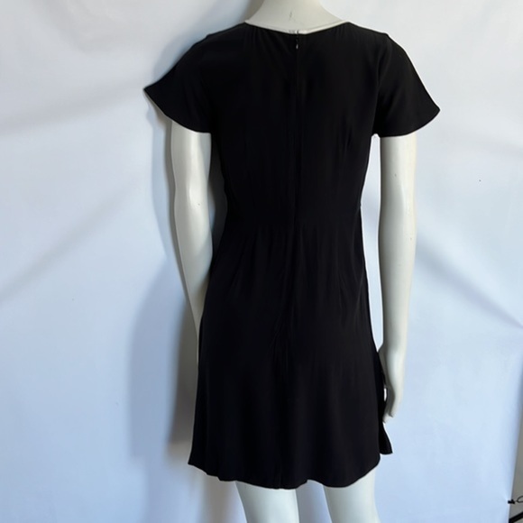 Loft Black White Collar Piping‎ Front Pockets Mini Dress Size 6 - Picture 7 of 8